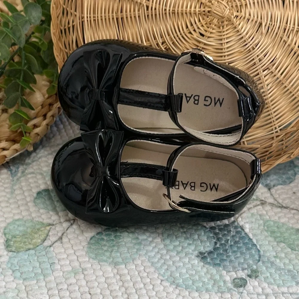 MG Baby Toddler Girl’s Black Bow Knot Mary Jane Dress Shoes Size 6